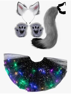 Fox Cosplay Costume Animal Plush Tail Claw Full Accessory Outfit Halloween